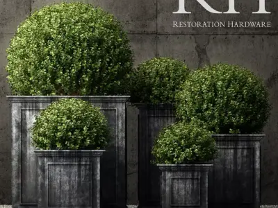 Restoration Hardware estate zinc framed panel planters 3D model