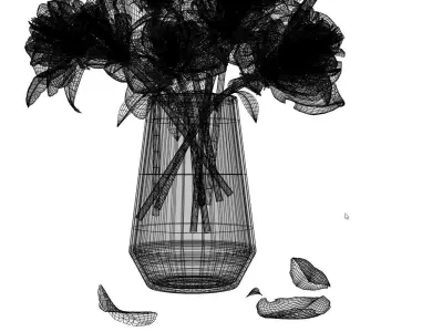 Yellow flowers in ceramic pot 3D model