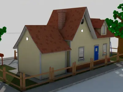 Cartoon House Low-poly 3D model