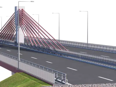 Bridge span with a suspension structure 3D model