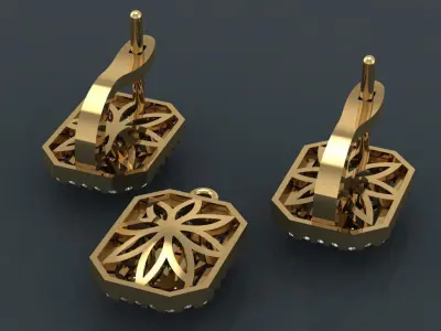 Stone pendant and earring 3D print model