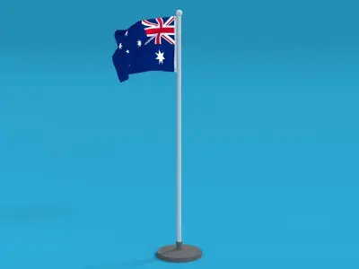 Low Poly Seamless Animated Australia Flag Low-poly 3D model