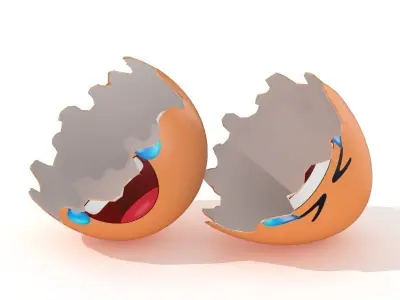 Egg Cracked Emoji N012 Low-poly 3D model