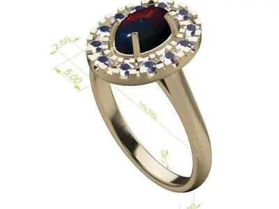 Ring with Opal 3D print model 3D print model