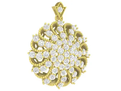Luxury Round Pave Diamond Pendant 3D Model 3466 3D print model