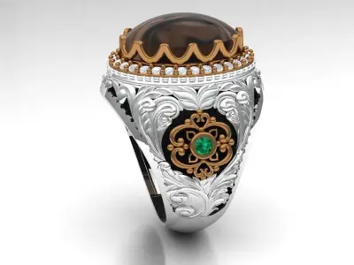 Turkish silver ring men 3D model buy