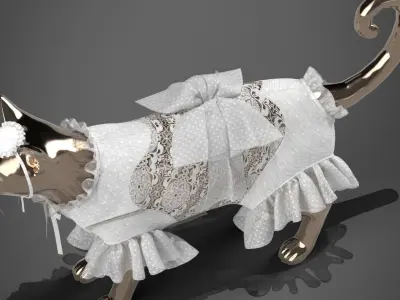 White dress for cat 3D model