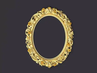 mirror gold ornate frame 3D model shop