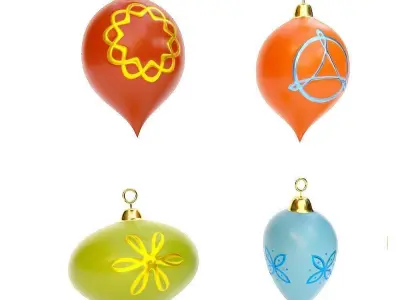 Christmas tree ball 3d model set1  Low-poly 3D model