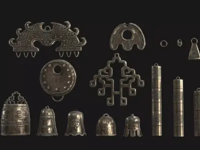 Wind Chime Props Collection Low-poly 3D model