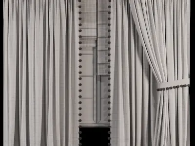 Curtain Set With Linen And Sheer Layer 68 3D model