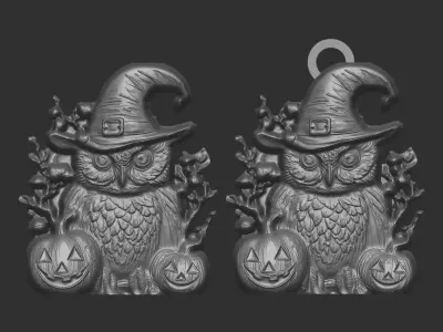 hallowen owl pumpkin decor  3D print model