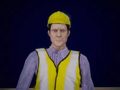 Rigged Construction Worker Engineer Uniform Low Poly GameReady Low-poly 3D model