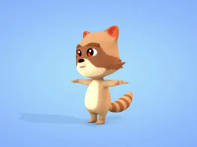 Cartoon Raccoon Low-poly 3D model