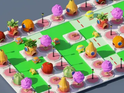 Fruit Street Pack Low-poly 3D model