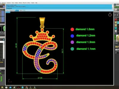 Luxury Crown Letter E Pendant Jewelry 3D Model 3917 3D print model