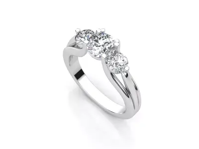 aj-06 three stone diamond engagement ring 3D print model