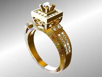 Gold Ring and rings 3D print model