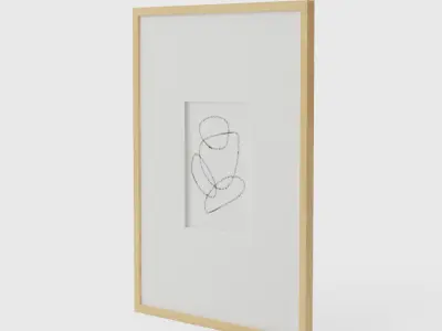 Bundle Wood Gallery Frames Rectangle Wheat 3D model