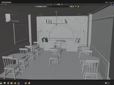 2d caffe interior design  Low-poly 3D model