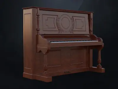 Carved Gabler Victorian Upright Piano  3D model