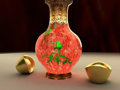 Chinese vase and Yuanbao 3D model