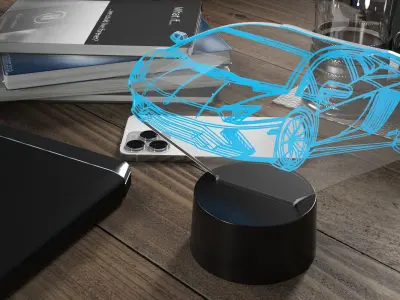 Acrylic Hologram Lamp Car Blue 3D model