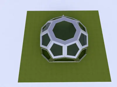 Pentagon Dome with frame and glass  3D model