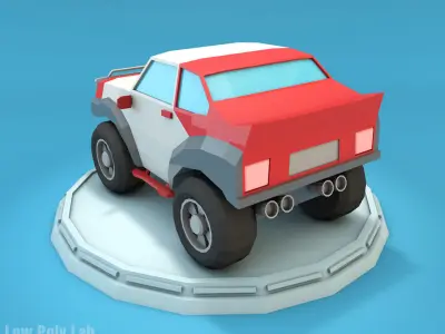 Cartoon Racing Jeep Low-poly 3D model