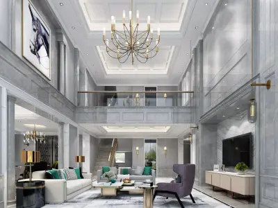 Luxury living room interior 3D model