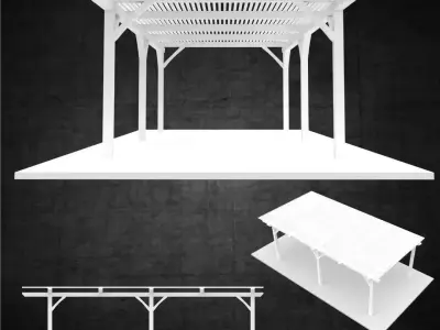 Free standing trellis structure architectural landscape element Low-poly 3D model