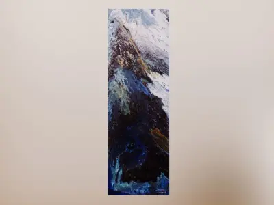 Abstract tall painting on wooden frame 3D model