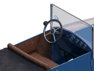 Children retro pedal car blue 3D model