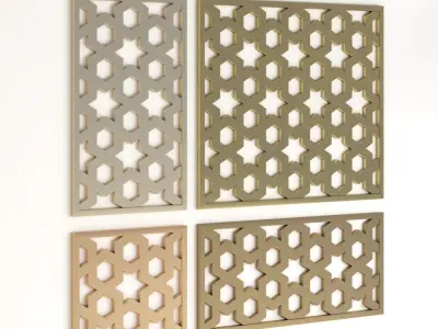 Arabic Islamic pattern decorative gold plaster 3D model