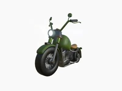 Motorcycle Cartoon A15 Green - Custom Vehicle Design Low-poly 3D model
