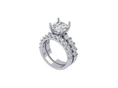 Solitair Ring Bridal Set 3D print model 13