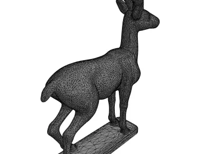 Golden Gazelle Statue Ornament Low-poly 3D model