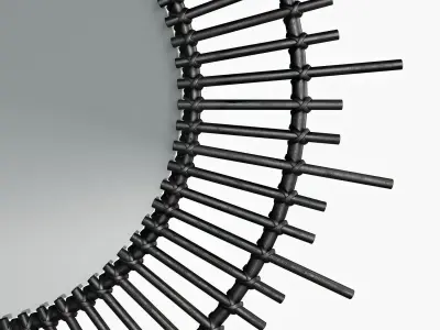 Soleil mirror in black lacquered rattan 3D model