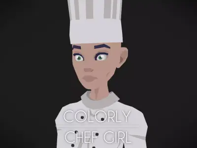 Colorly - Chef Girl - Game Ready - Rigged - Customizable Low-poly 3D model