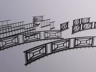 Handrail Kit Low-poly 3D model