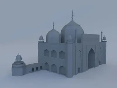 Taj Mahal with Mosque 3D model