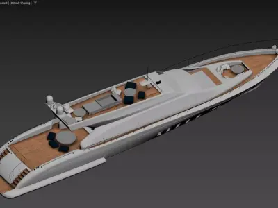 Luxury Open-Style Motor Yacht White with Teak Decks and Navy  3D model