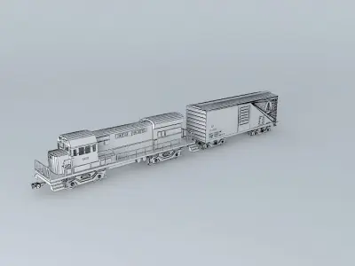 DIESEL ENGINE WITH ONE FREIGHT CAR 3D model