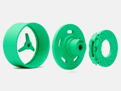 15x7 Kidney Bean Wheel and Brake 3D print model