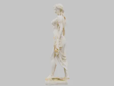 Vintage Marble Porcelain State Figue Sculpture Low-poly 3D model