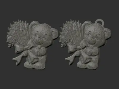 teddy bear pencil decor  3D print model