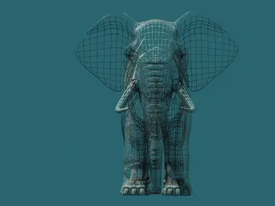 Elephant 3D model with tusks Low-poly 3D model