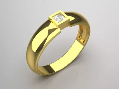 Man solitaire ring modern design model mr0234 3D print model
