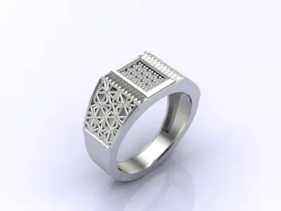 Print Ready STL 3DM  Gents Rings Diamond Men Ring  3D print model 40
