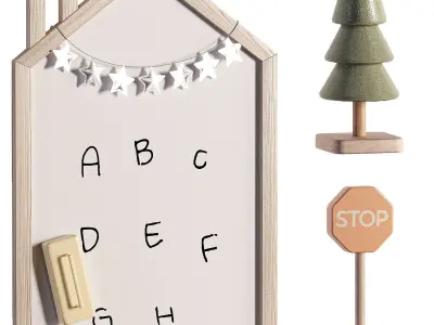 M Whiteboard Shelf  Plush Toy  Wall Decor 03 3D model